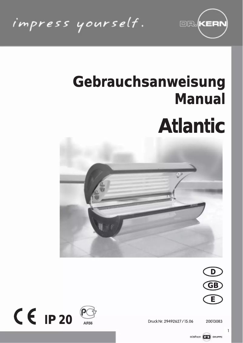 Image de la première page du manuel de l'appareil Atlantic