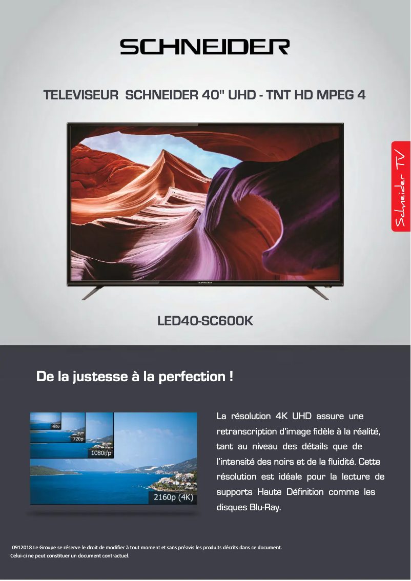 Page 1 de la notice Fiche technique Schneider LED40-SC600K