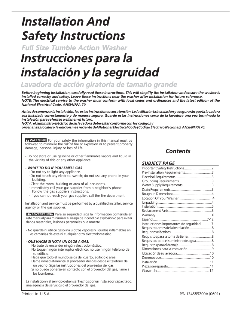 Página 1 del manual Manual de usuario Frigidaire FCCW3000ES