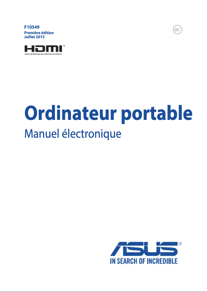 Page n°1 - Manuel utilisateur Asus ROG GL552VX
