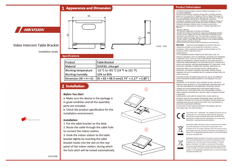 Page 1 de la notice Manuel utilisateur Hikvision DS-KABH8350-T