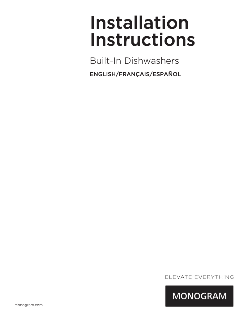 Página 1 del manual Guía de instalación Monogram ZDT165SILII