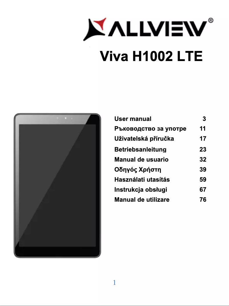 Page n°1 - Manuel utilisateur Allview Viva H1002 LTE