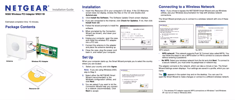 Page n°1 - Guide d'installation Netgear WN311B
