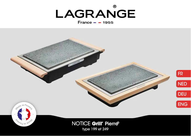 Page 1 de la notice Manuel utilisateur Lagrange Grill’ Pierre 249002