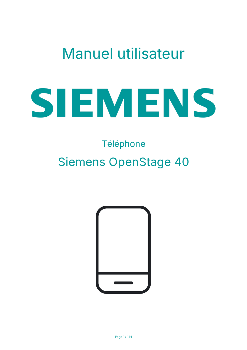 Page n°1 - Manuel utilisateur Siemens OpenStage 40