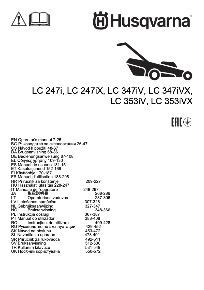 Page n°1 - Manuel utilisateur Husqvarna LC 347iV