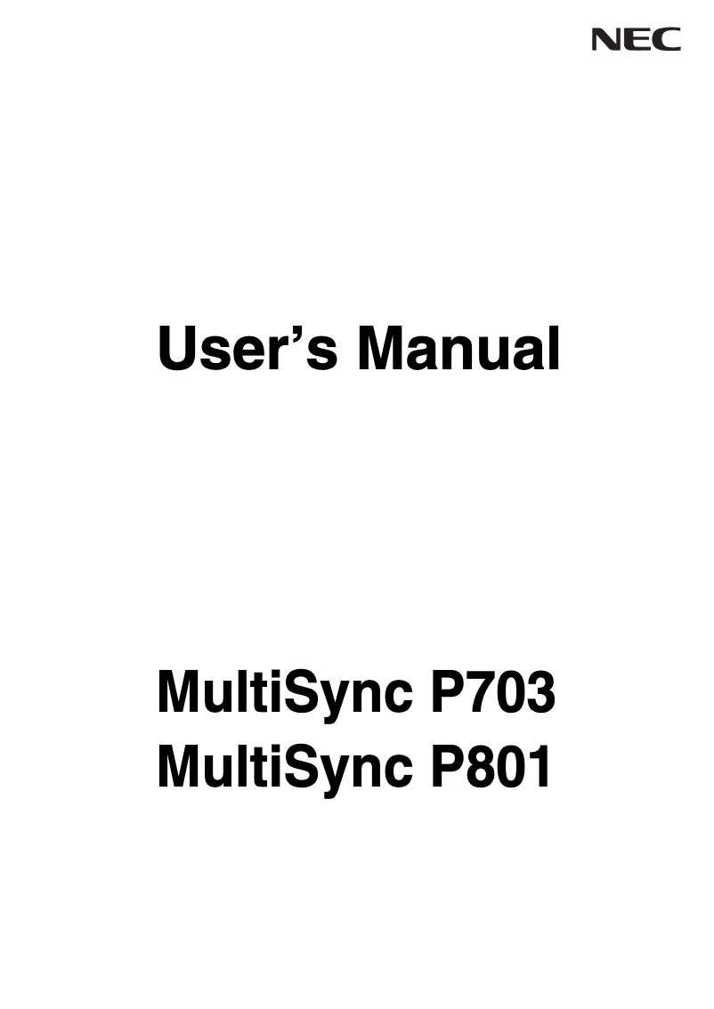 Página 1 del manual Manual de usuario NEC MultiSync P703-AVT