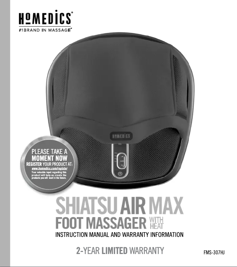 Page n°1 - Manuel utilisateur Homedics Shiatsu FMS-307HJ
