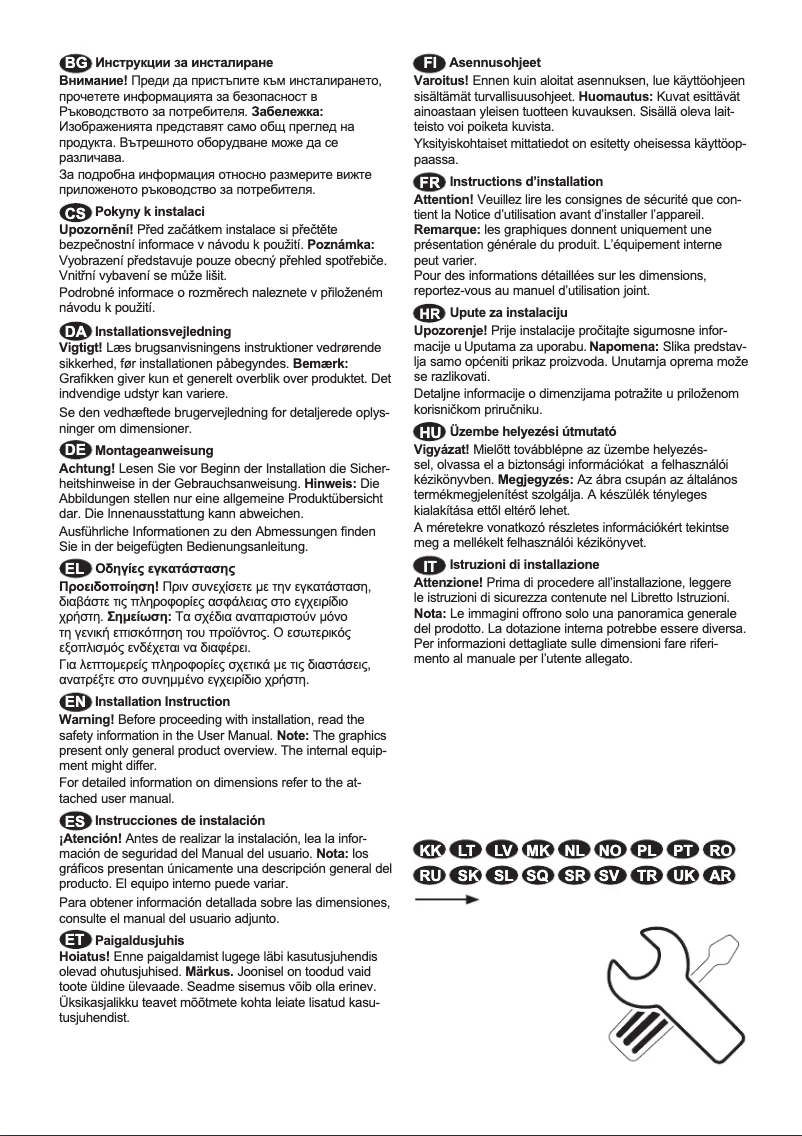 Page n°1 - Guide d'installation AEG RKB539E1DX