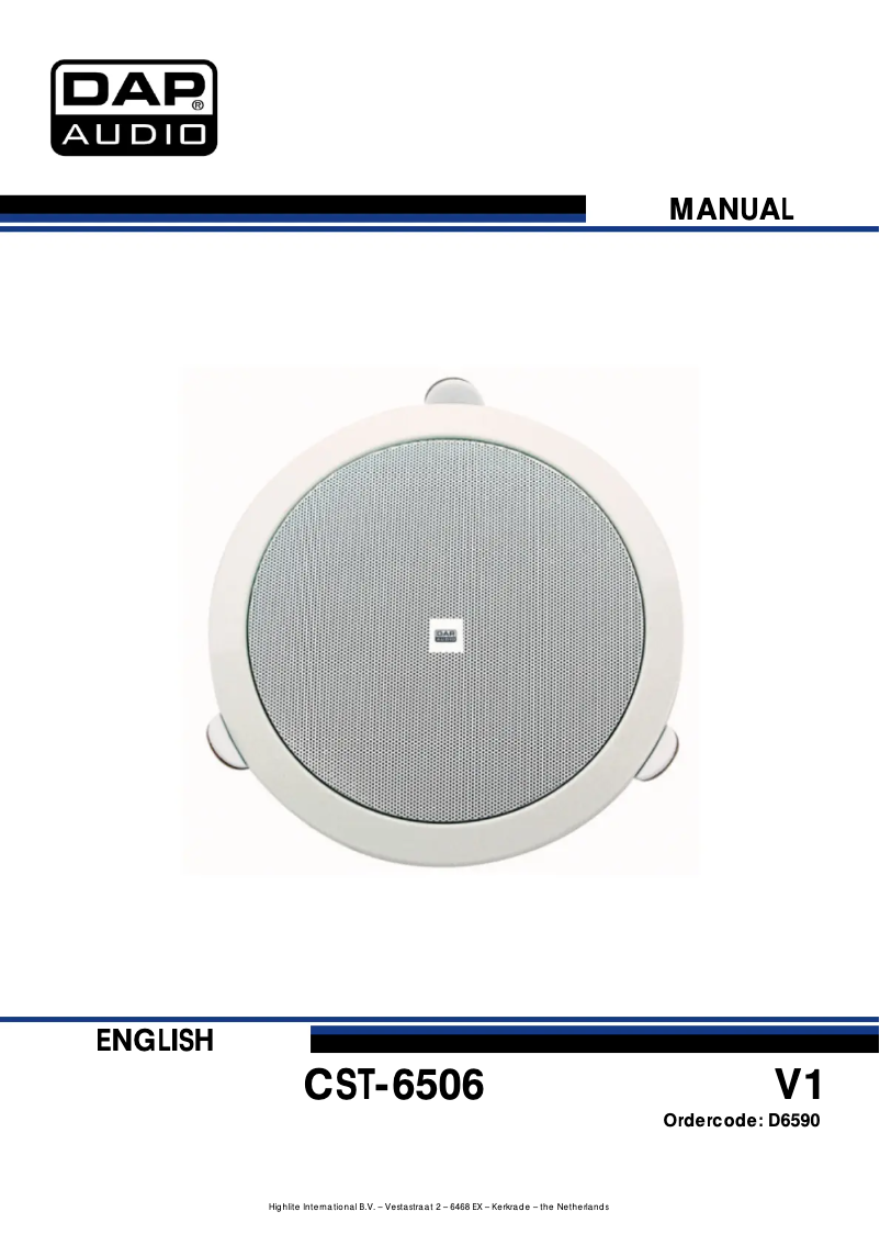 Page n°1 - Manuel utilisateur DAP-Audio CST-6506