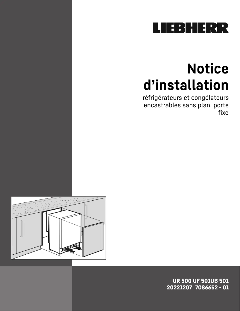 Page 1 de la notice Guide d'installation Liebherr UR 500