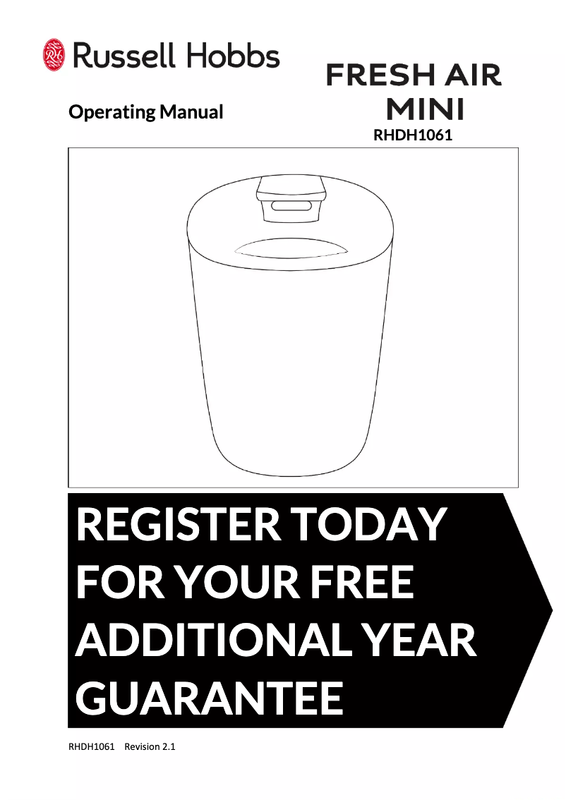Page 1 de la notice Manuel utilisateur Russell Hobbs Fresh Air Mini RHDH1061