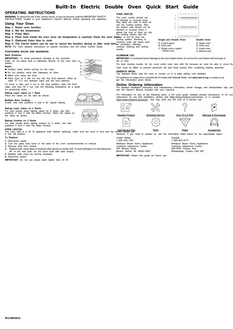 Page 1 de la notice Guide de démarrage rapide Whirlpool WOD51ES4ES