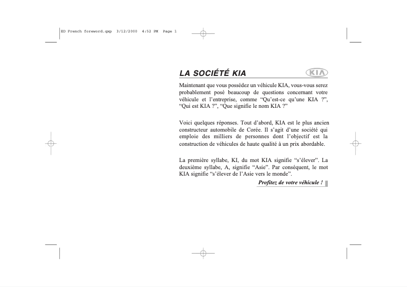 Page 1 de la notice Manuel utilisateur Kia Cee'd (2008)