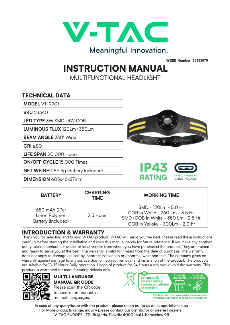 Image de la première page du manuel de l'appareil VT-9901