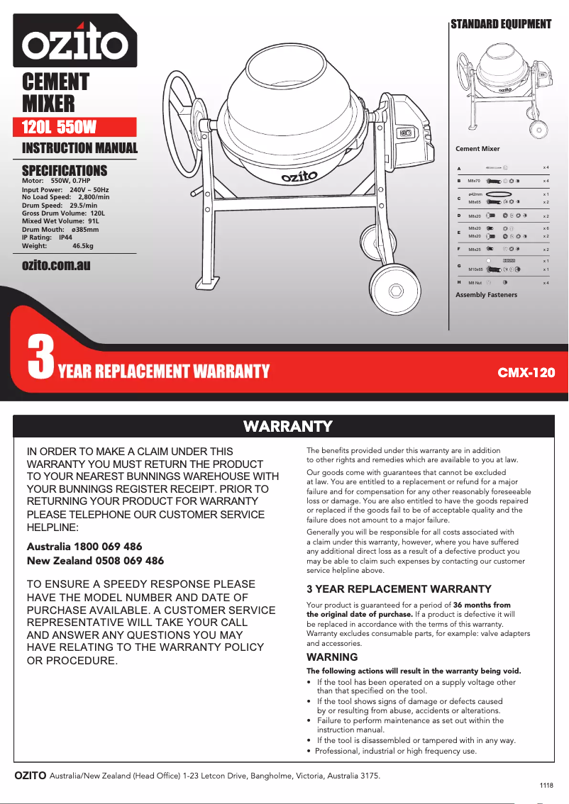 Image de la première page du manuel de l'appareil CMX-120