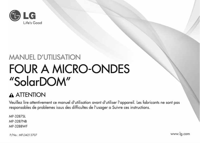 Page n°1 - Manuel utilisateur LG MP9287NB
