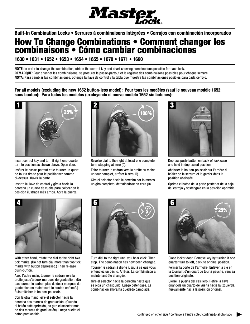 Page 1 de la notice Manuel utilisateur Master Lock 1654