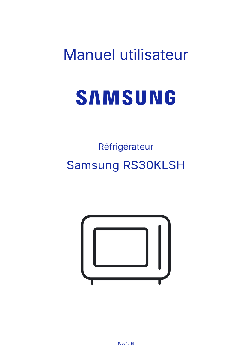 Page n°1 - Manuel utilisateur Samsung RS30KLSH