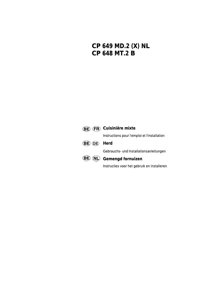 Page n°1 - Manuel utilisateur Ariston Thermo CP 649 MD