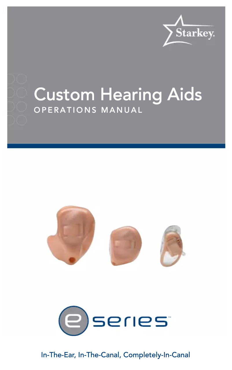 Page 1 de la notice Manuel utilisateur Starkey E Series CIC