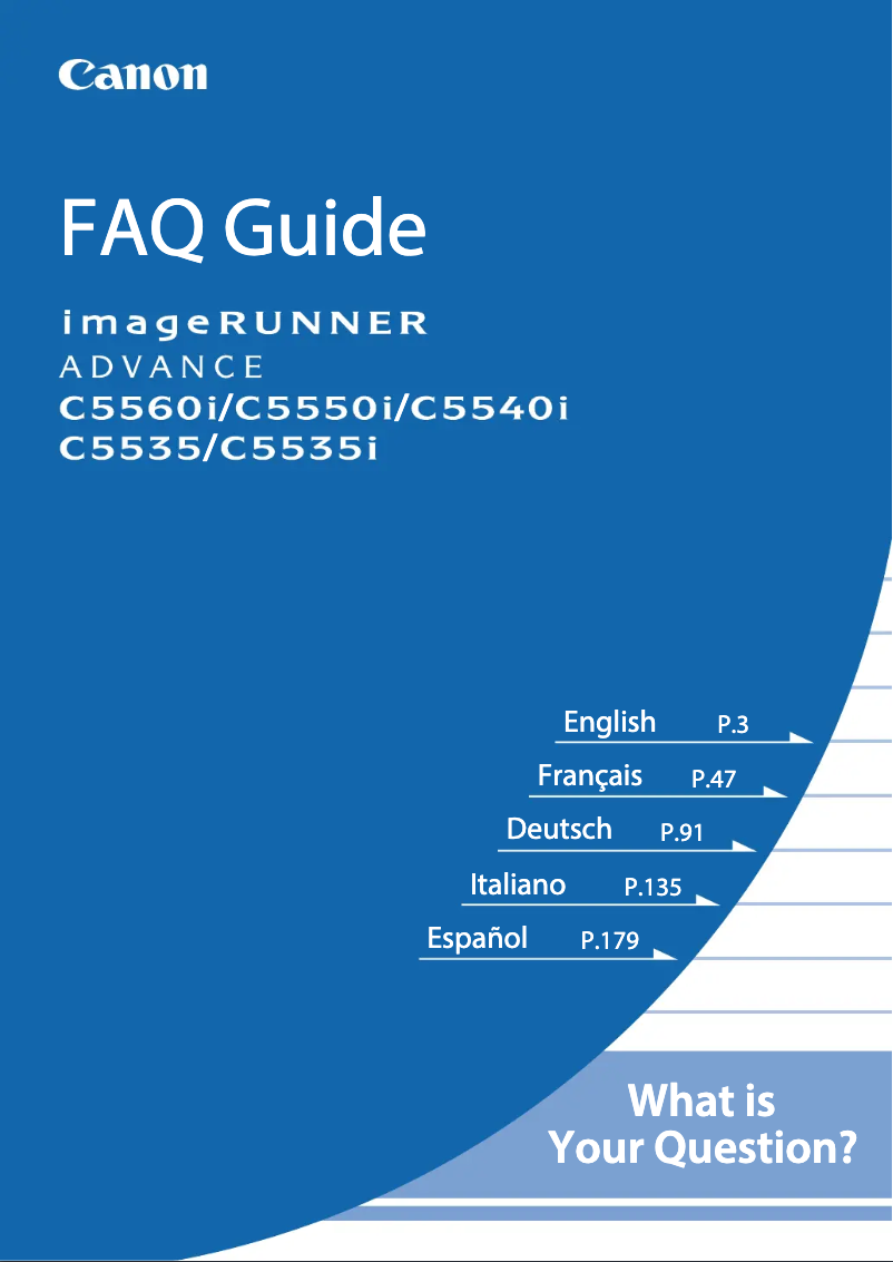 Page 1 de la notice FAQ Canon imageRUNNER ADVANCE C5560i II
