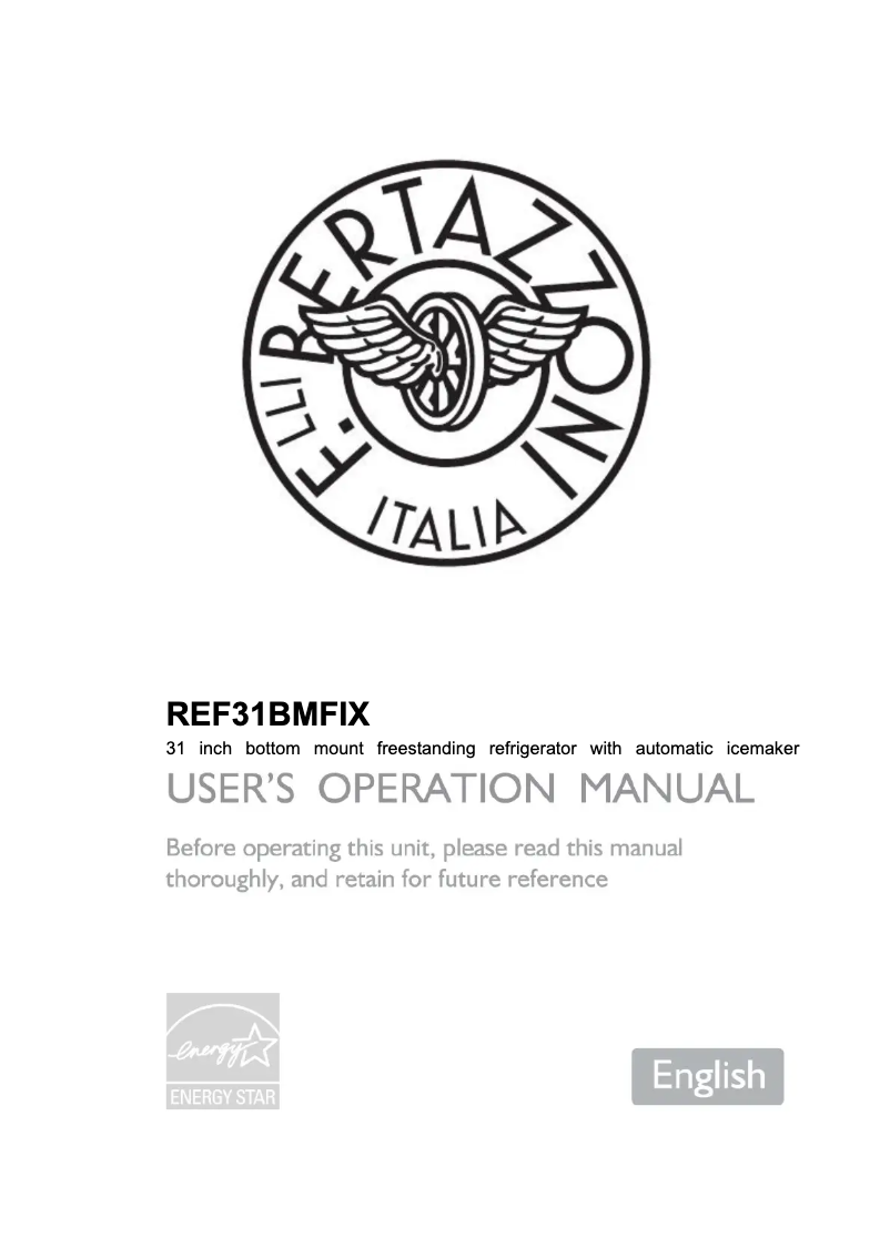 Page n°1 - Guide d'installation Bertazzoni REF31BMFIX