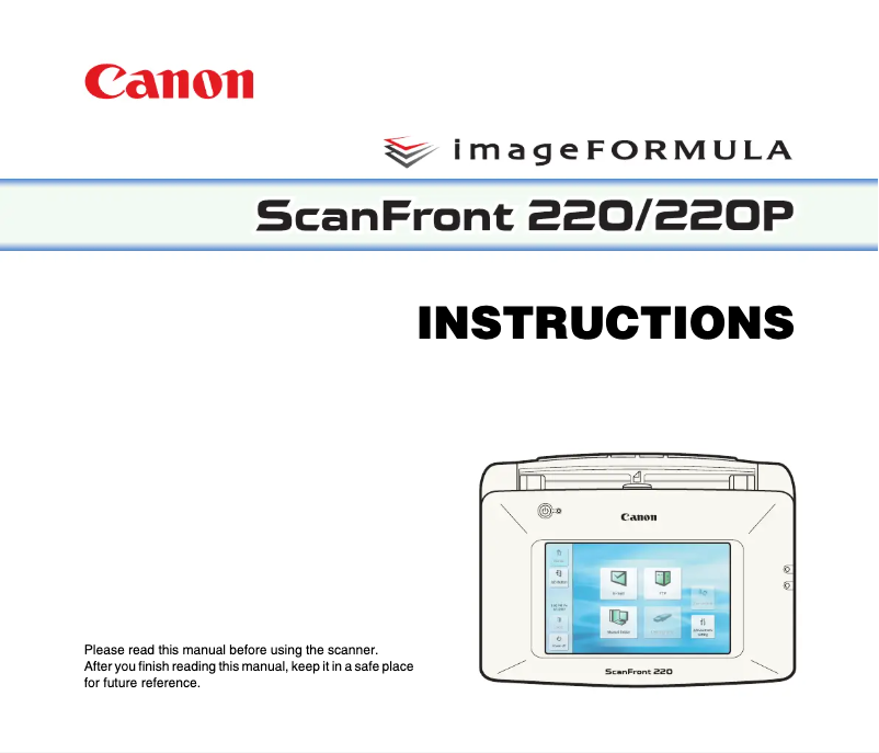 Page 1 de la notice Manuel utilisateur Canon imageFORMULA 220