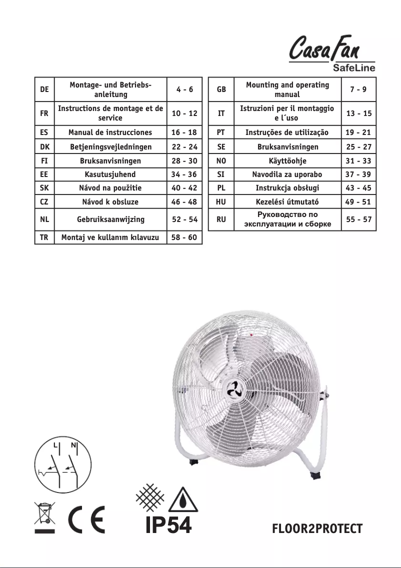 Page 1 de la notice Manuel utilisateur CasaFan FLOOR2PROTECT