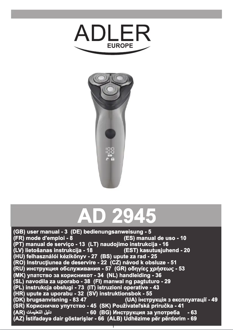 Page 1 of the manual User Manual Adler AD 2945