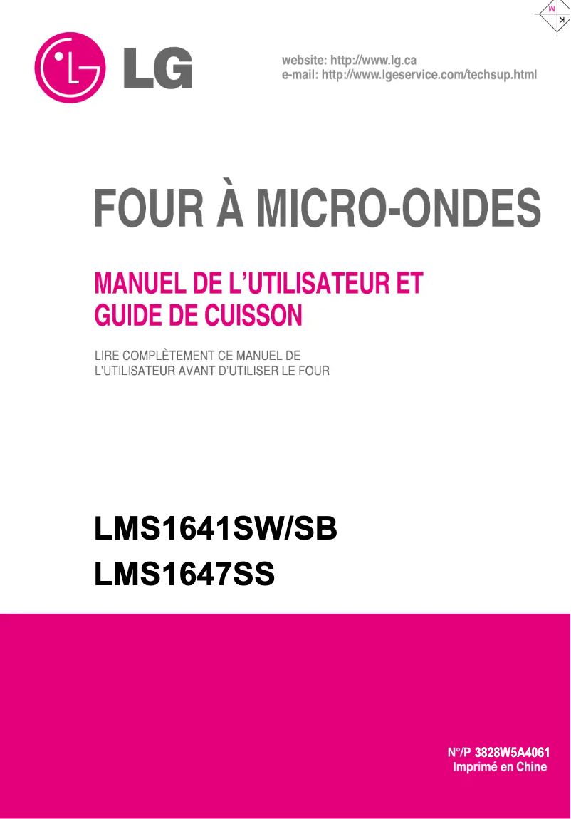 Page 1 de la notice Manuel utilisateur LG LMS1641SB