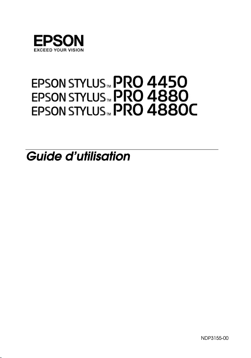 Page n°1 - Manuel utilisateur Epson Stylus Pro 4450
