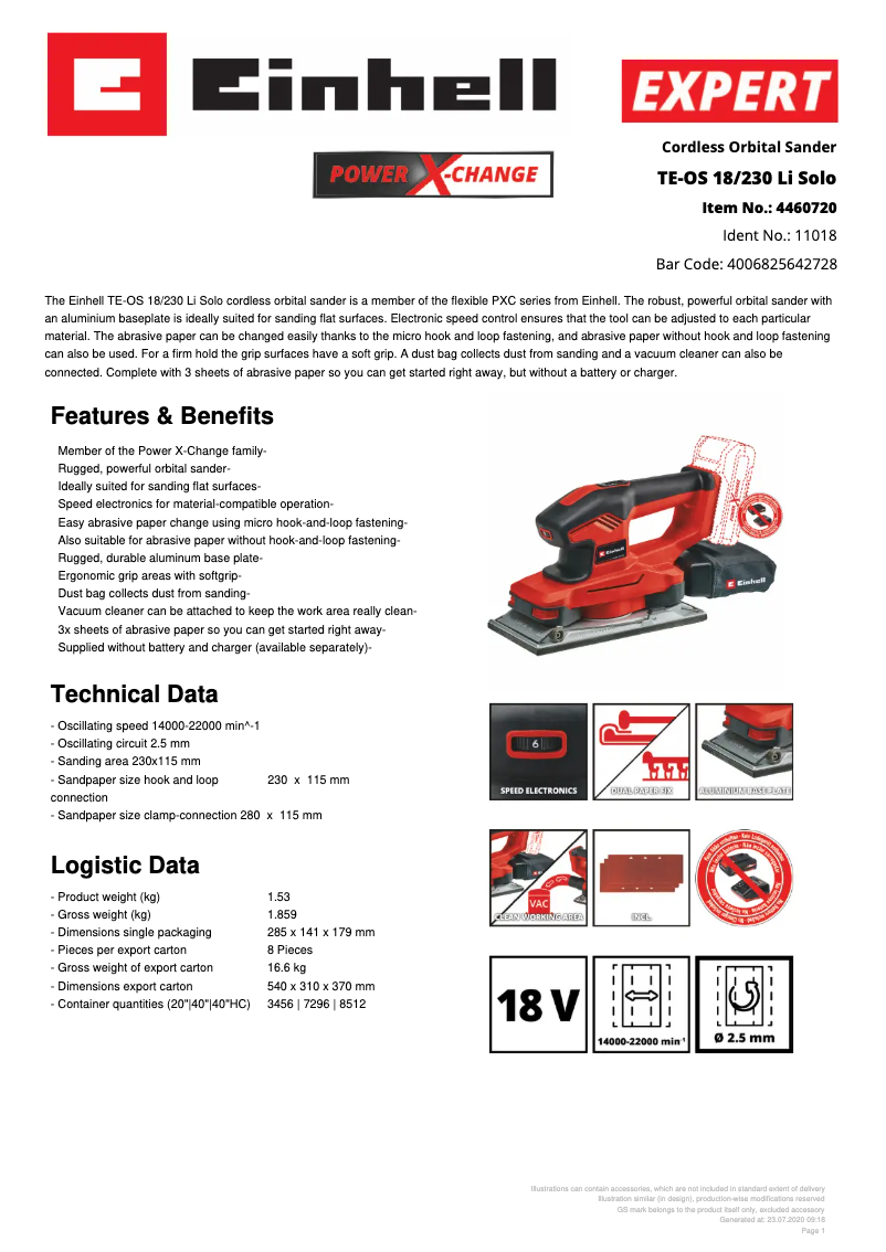 Imagen de la primera página del manual del dispositivo TE-OS 18/230 Li Solo