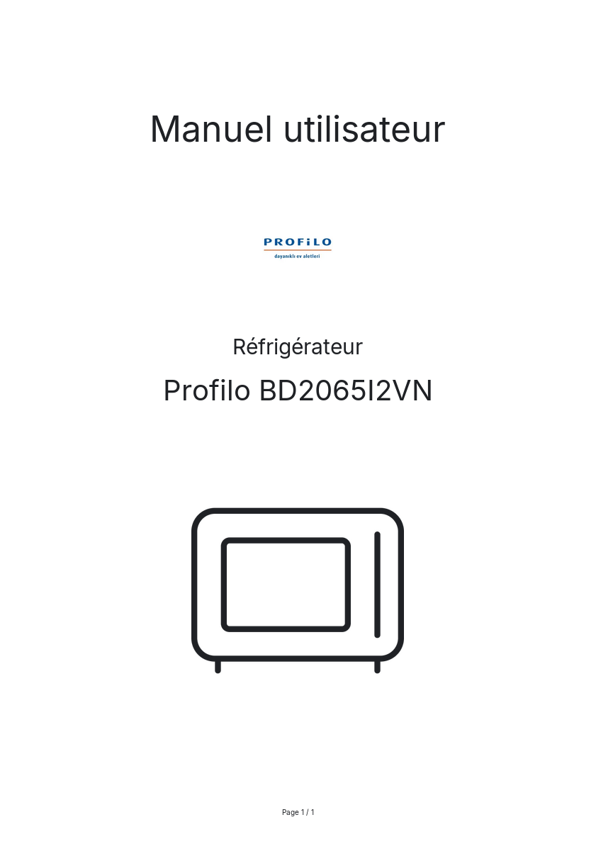 Page n°1 - Manuel utilisateur Profilo BD2065I2VN
