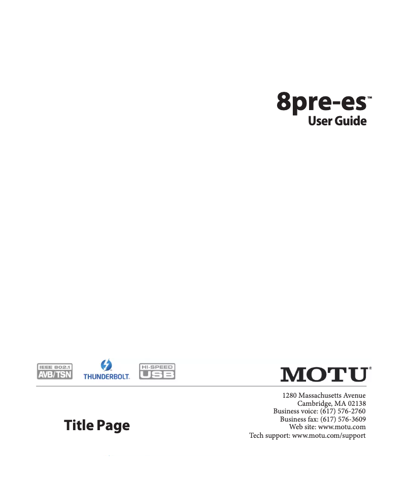 Page n°1 - Manuel utilisateur Motu 8pre-es