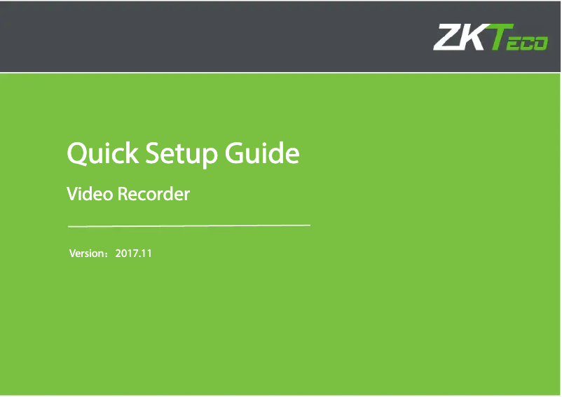 Page n°1 - Guide de démarrage rapide ZKTeco Z3104/08 XER-C