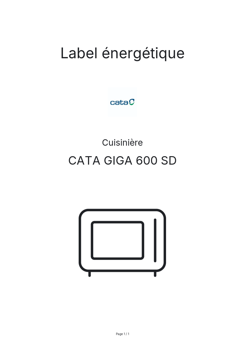 Page n°1 - Label énergétique CATA GIGA 600 SD