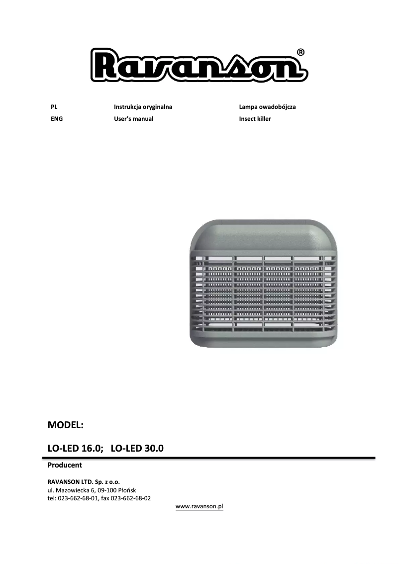 Page n°1 - Manuel utilisateur Ravanson LO-LED 16.0