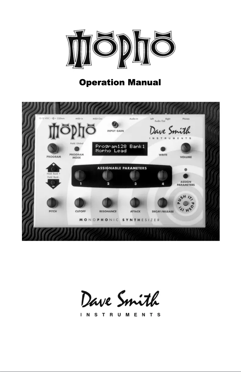 Page n°1 - Manuel utilisateur Dave Smith Mopho