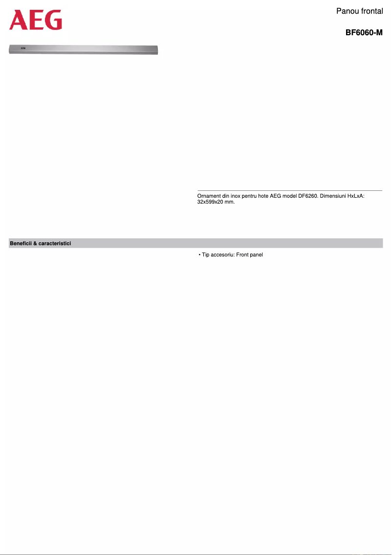 Page n°1 - Manuel utilisateur AEG BF6060-M