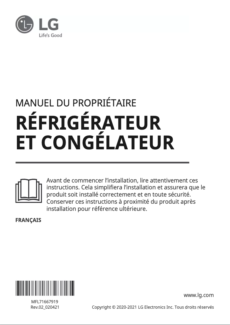 Page n°1 - Manuel utilisateur LG GML945NS9E