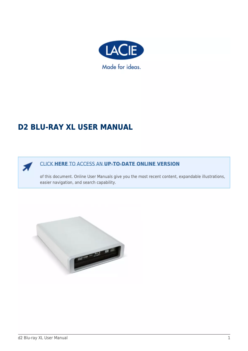 Página 1 del manual Manual de usuario LaCie d2 Blu-Ray XL