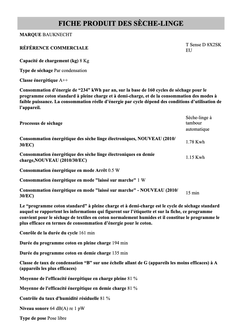 Image de la première page du manuel de l'appareil T Sense D 8X2SK EU