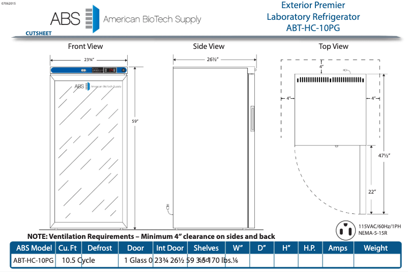 Page 1 de la notice Manuel d'utilisation et d'entretien American BioTech Supply ABT-HC-10PG