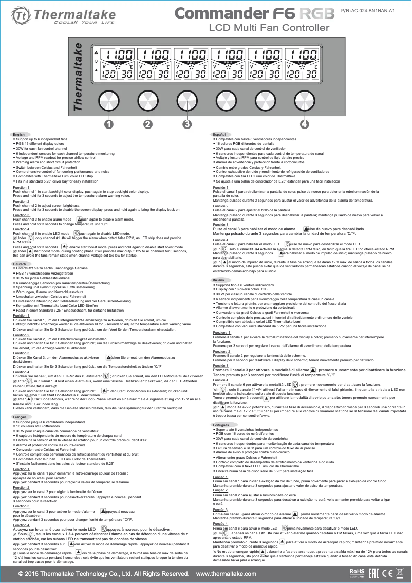 Page 1 de la notice Manuel utilisateur Thermaltake Commander F6 RGB