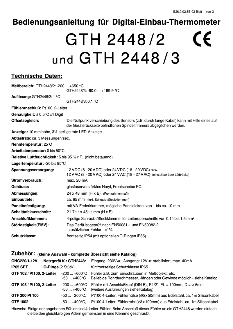 Page n°1 - Manuel utilisateur Greisinger GTH2448/3