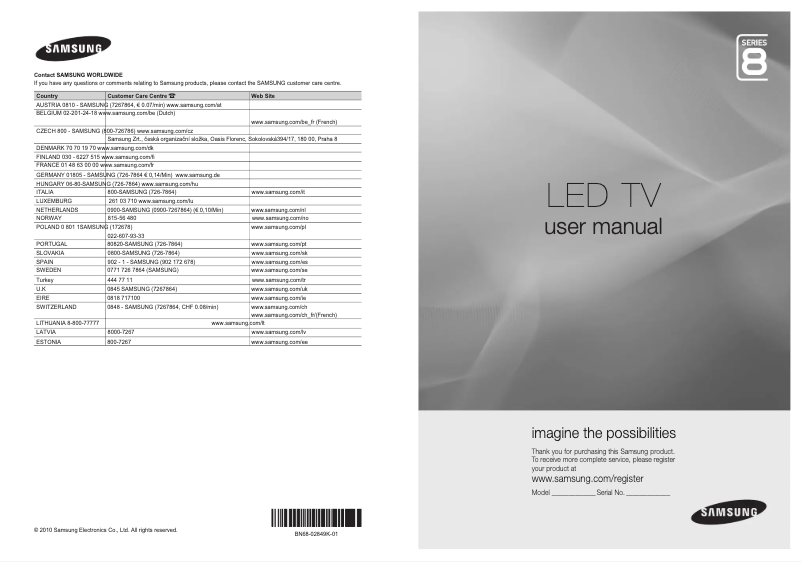 Page n°1 - Manuel utilisateur Samsung UE65C8790XS