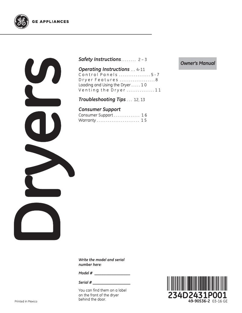 Page 1 de la notice Mode d'emploi GE GTX65GBSJWS