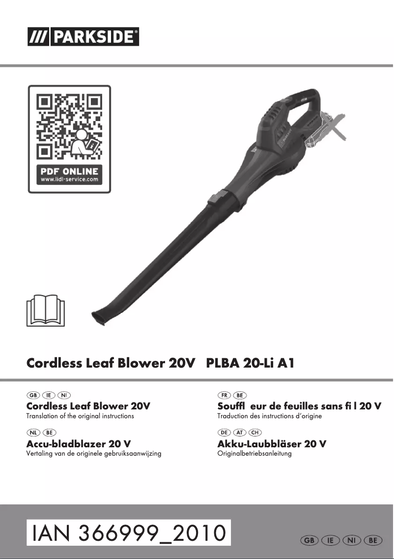 Image de la première page du manuel de l'appareil PLBA 20-Li A1